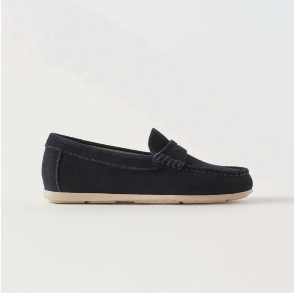Zara kids, Navy blue, LEATHER LOAFERS